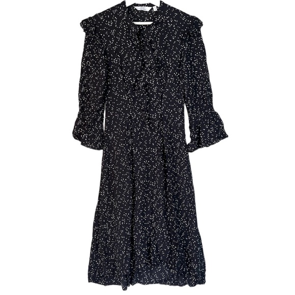 & Other Stories Frilled Ruffle Midi Dress Black White Size 2 - Picture 1 of 11